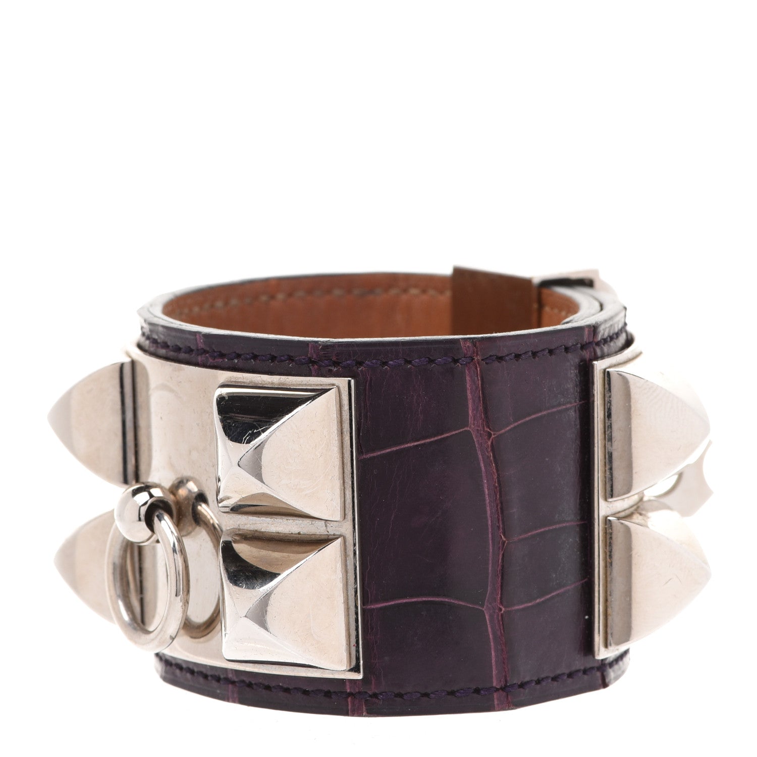 Hermes Matte Alligator Collier De Chien CDC Bracelet S Amethyst 1 of 11