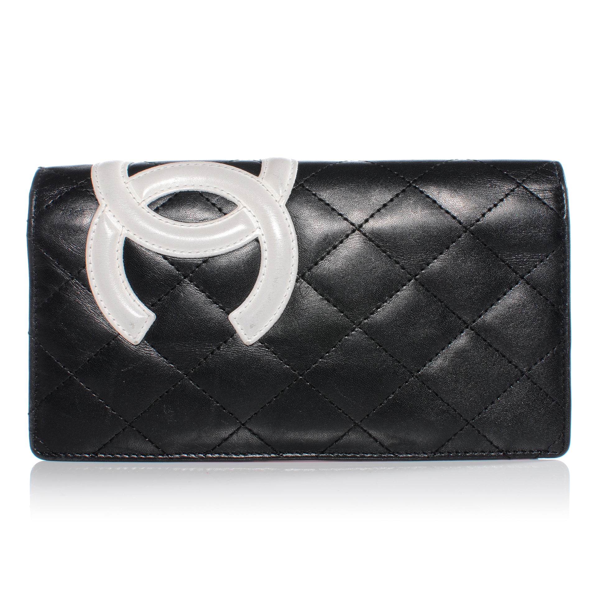 Chanel Calfskin Quilted Cambon Yen Wallet Black White 1 of 9