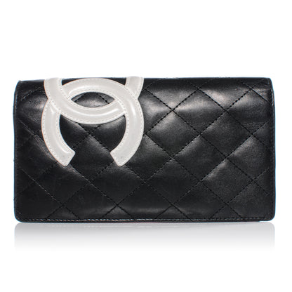 Chanel Calfskin Quilted Cambon Yen Wallet Black White 1 of 9