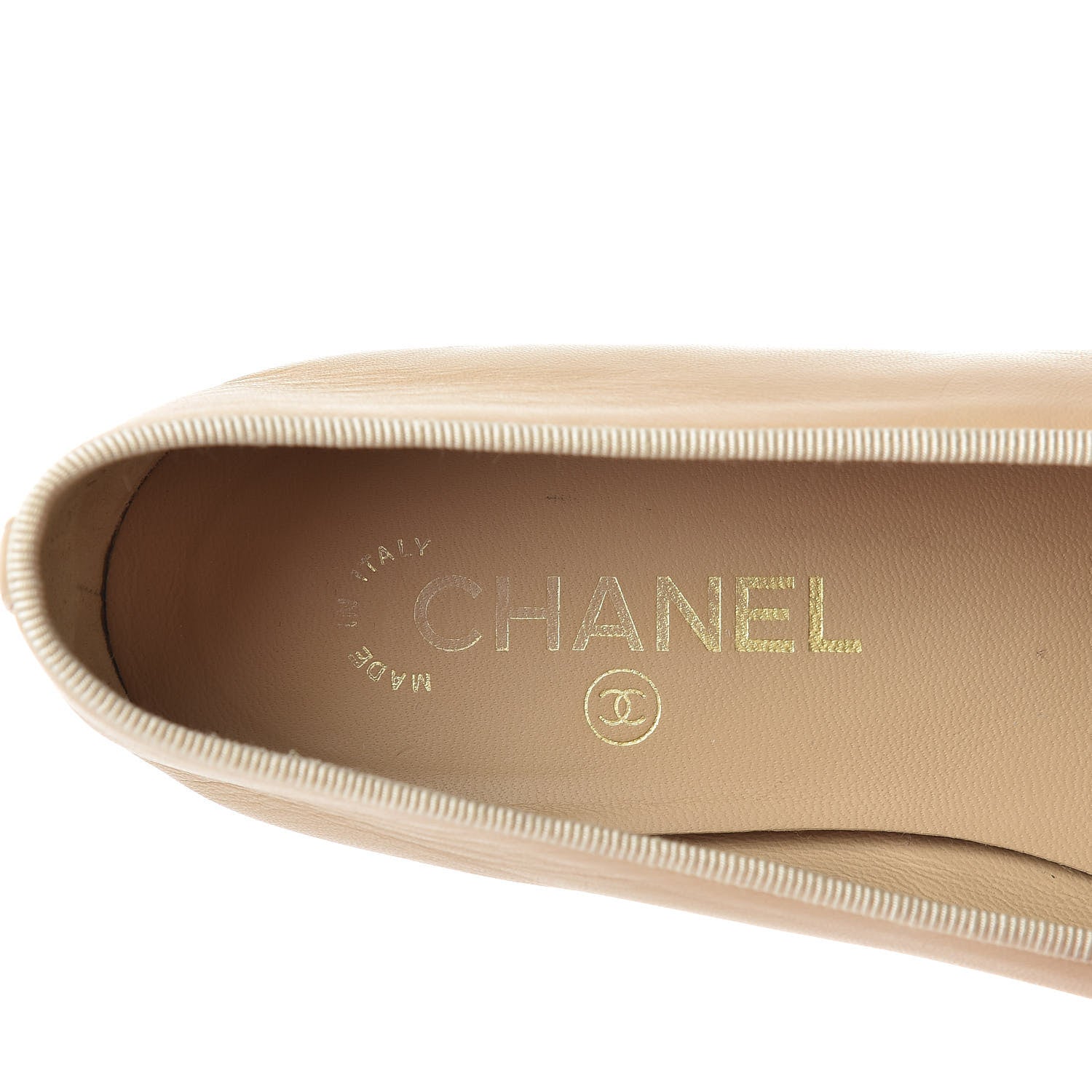Chanel Lambskin Cap Toe CC Ballerina Flats 40 Beige Black 8 of 15