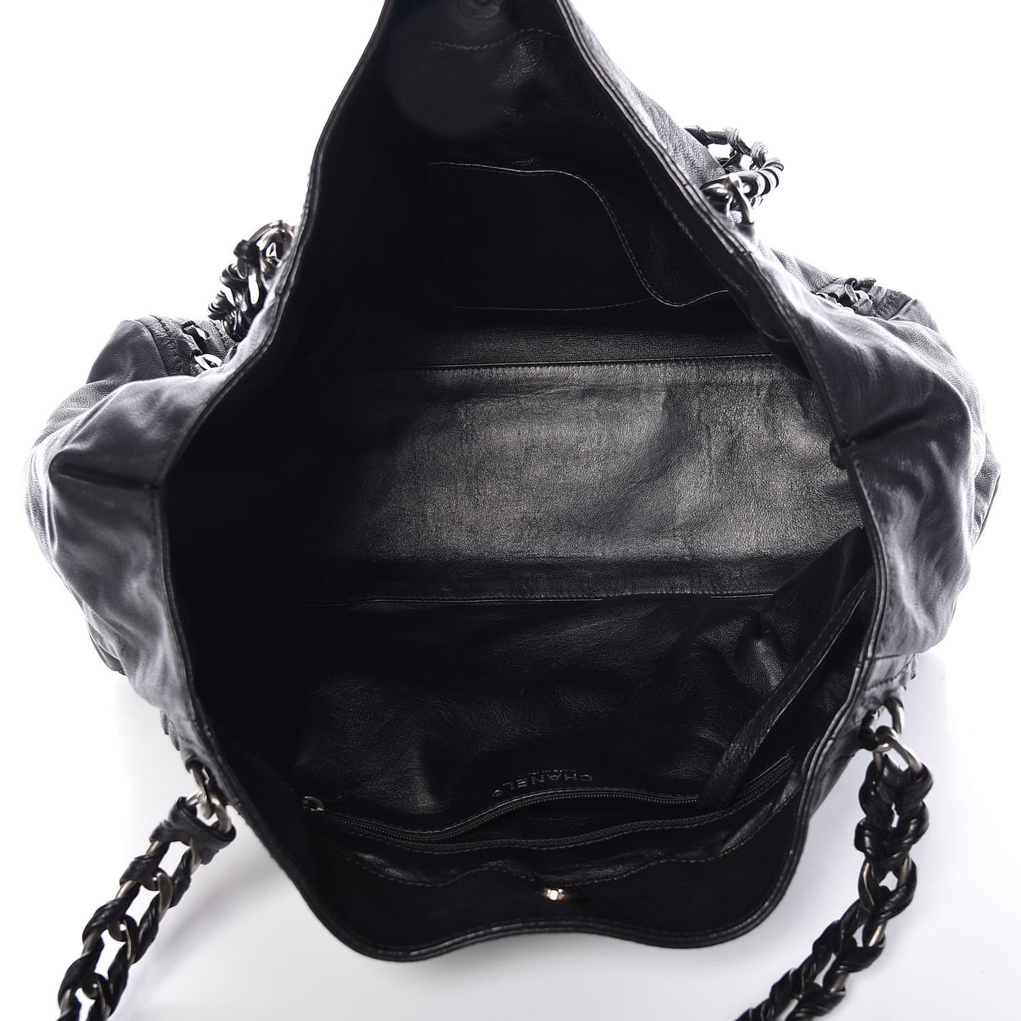 Calfskin East West Modern Chain Tote Black