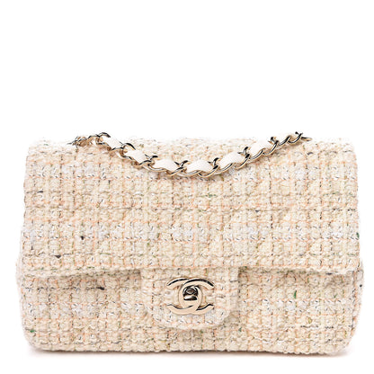 Chanel Tweed Quilted Mini Rectangular Flap Off White 1 of 10