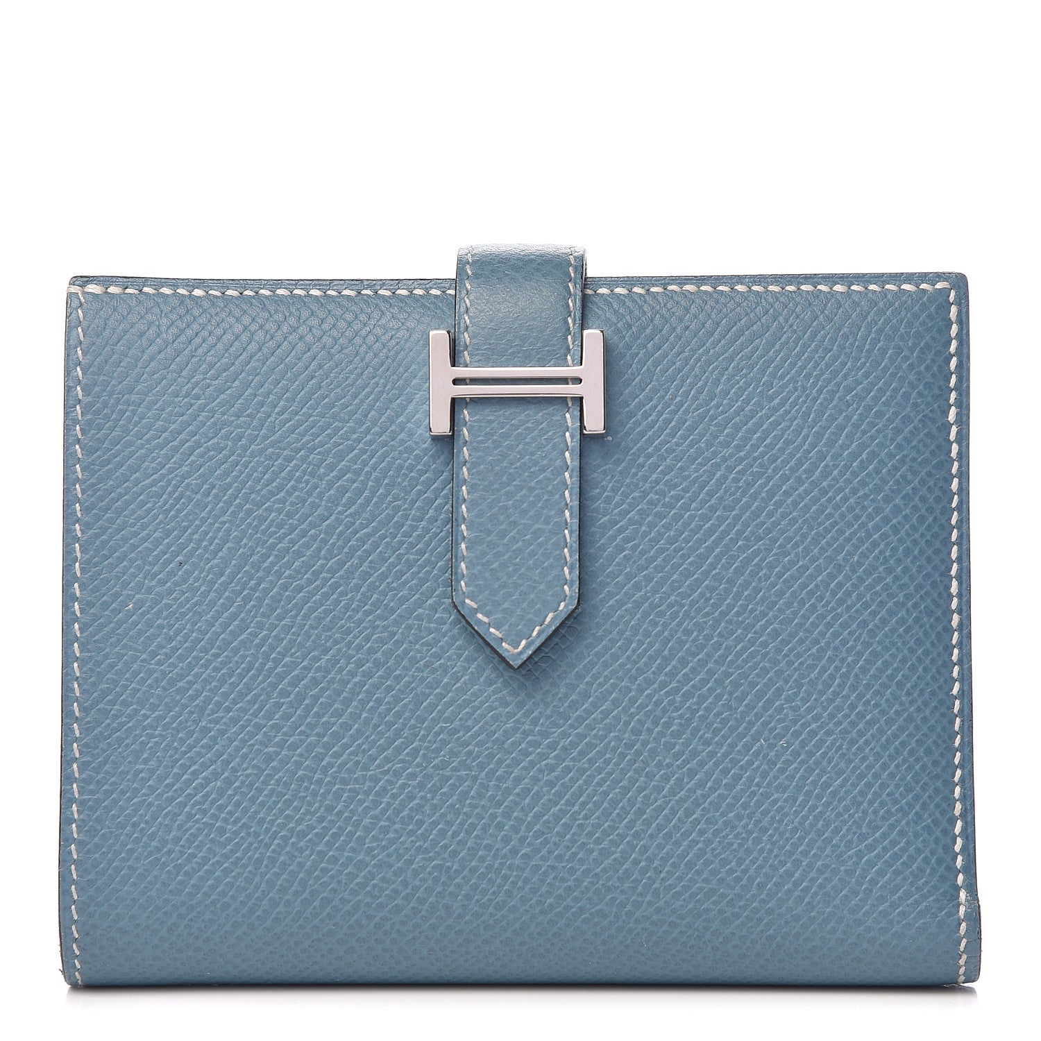 Hermes Epsom Bearn Compact Wallet Blue Jean 1 of 9