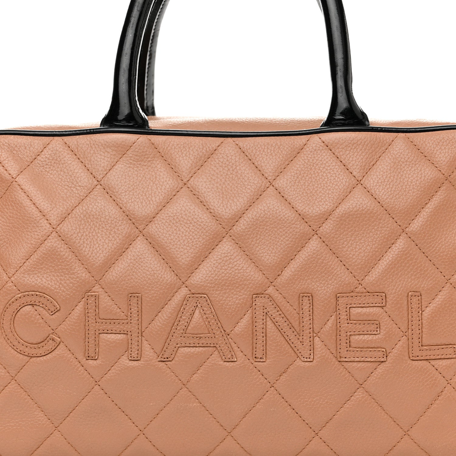 Chanel Calfskin Quilted Large Bowler Beige Black 8 of 17