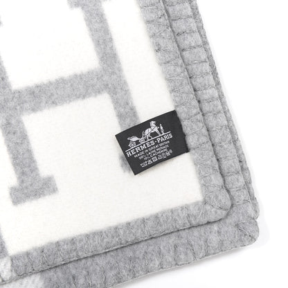 Hermes Wool Cashmere Avalon III Blanket Ecru Gris Clair 3 of 3