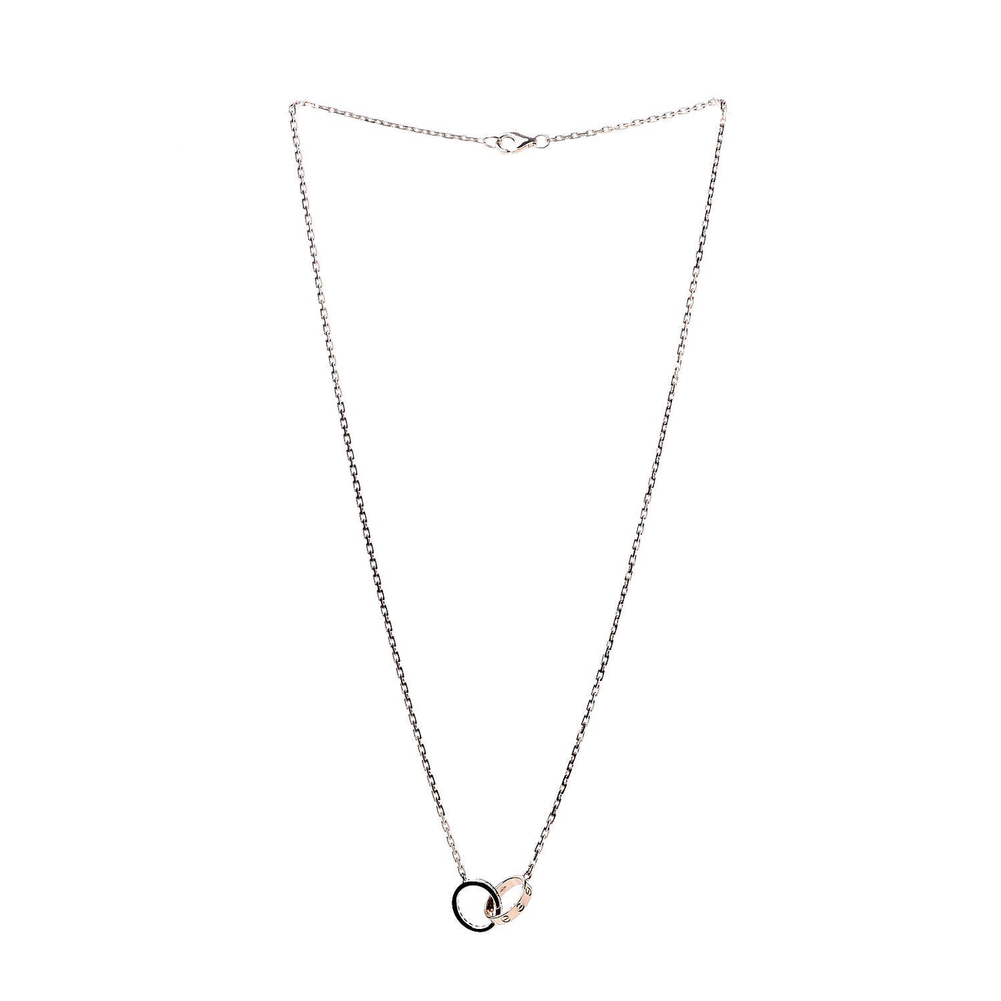18K Pink Gold Diamond Interlocking LOVE Necklace