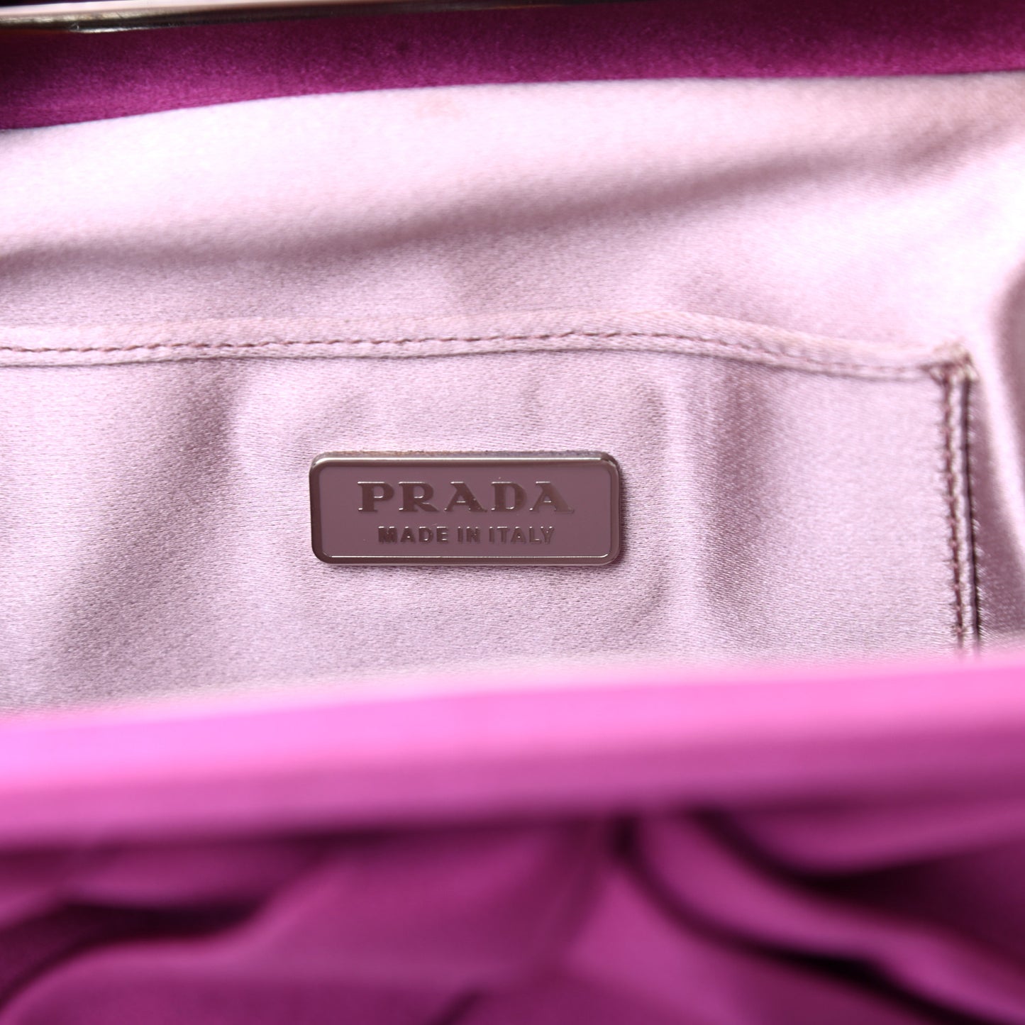 Satin Crystal Frame Clutch Fuxia
