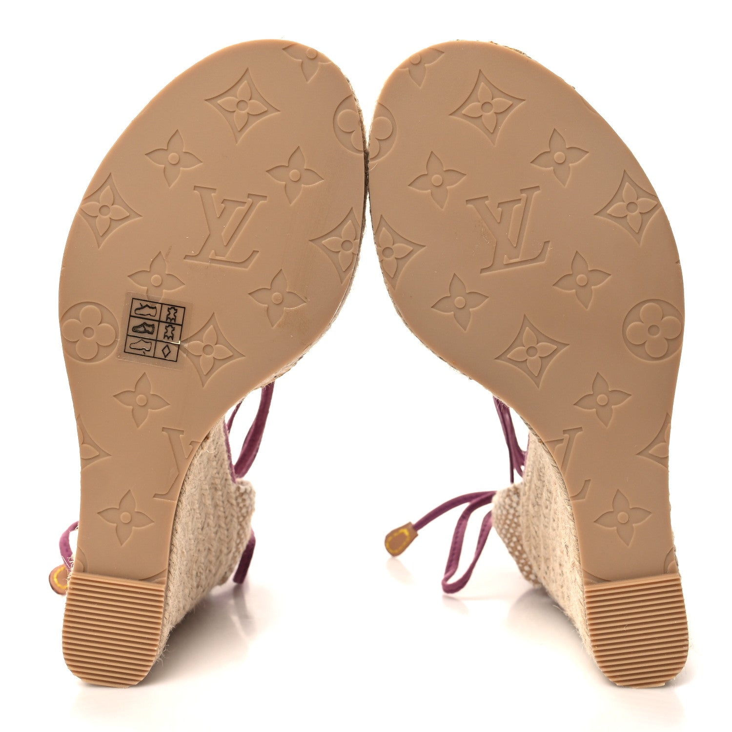 Louis Vuitton Suede Vachetta Espadrille Wedge Sandals 37.5 Purple 5 of 10
