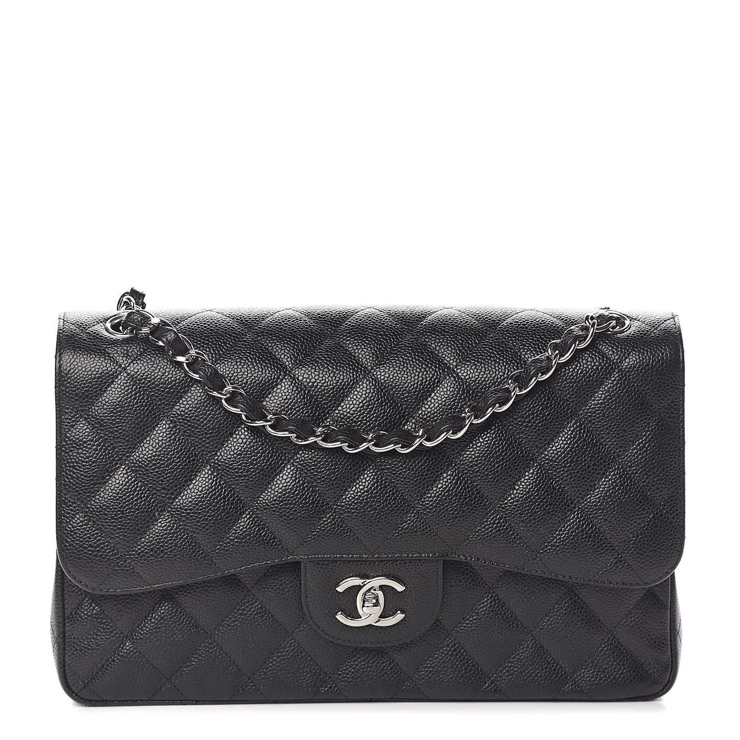 Caviar Quilted Jumbo Double Flap Black