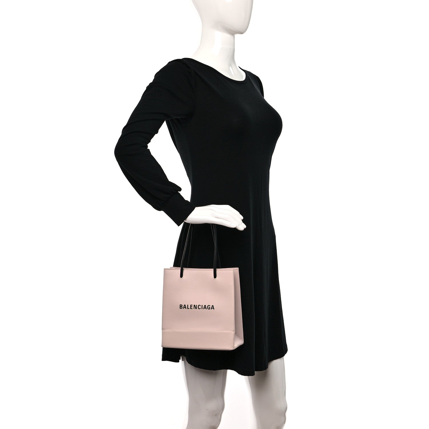 Balenciaga Squared Calfskin Logo North South Shopper Tote XXS Light Rose 2 of 9