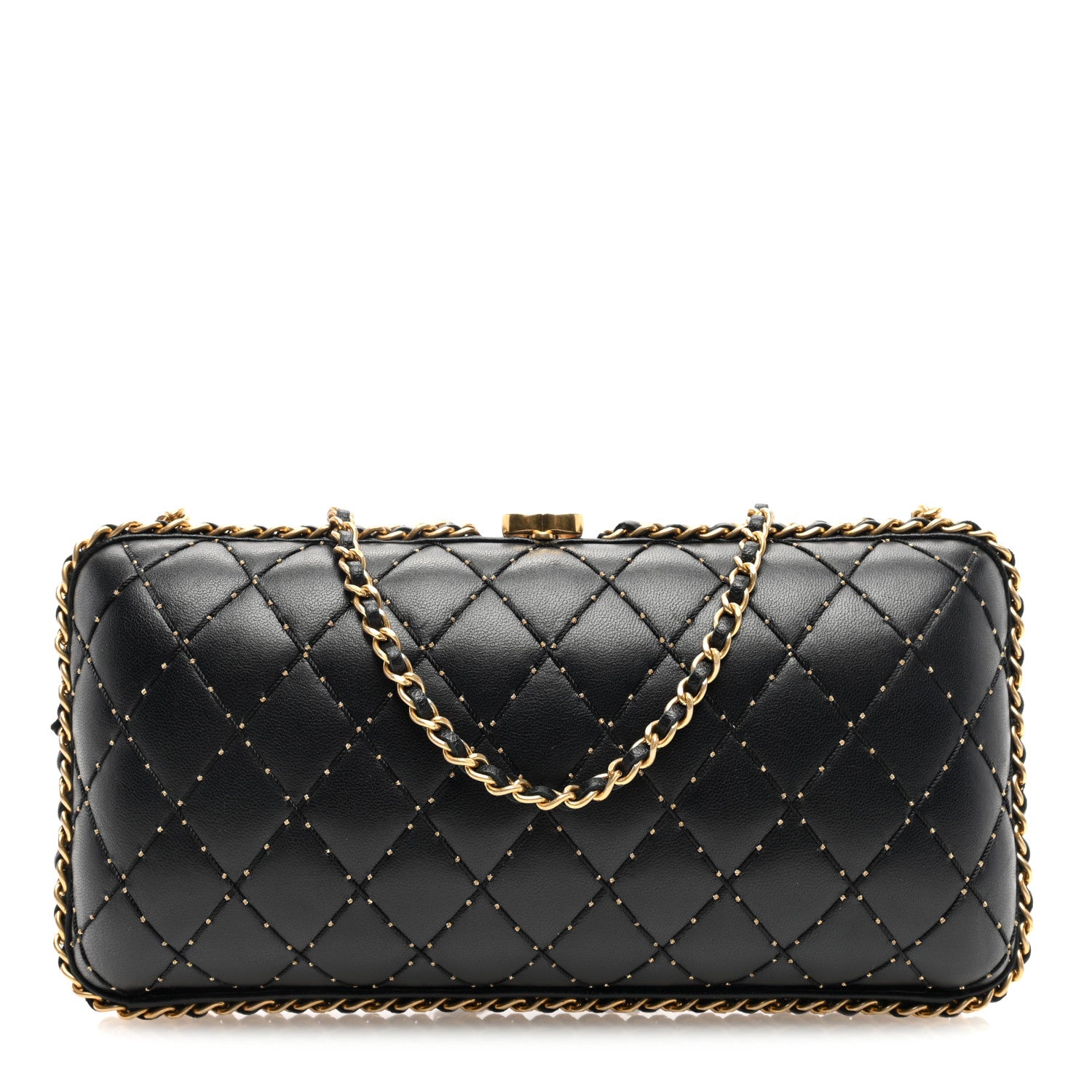 Chanel Lambskin Quilted Chain Around Clutch Black 1 of 10