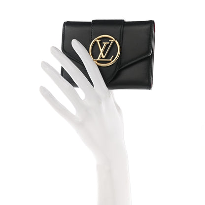 Louis Vuitton Smooth Calfskin LV Pont 9 Compact Wallet Black 2 of 8
