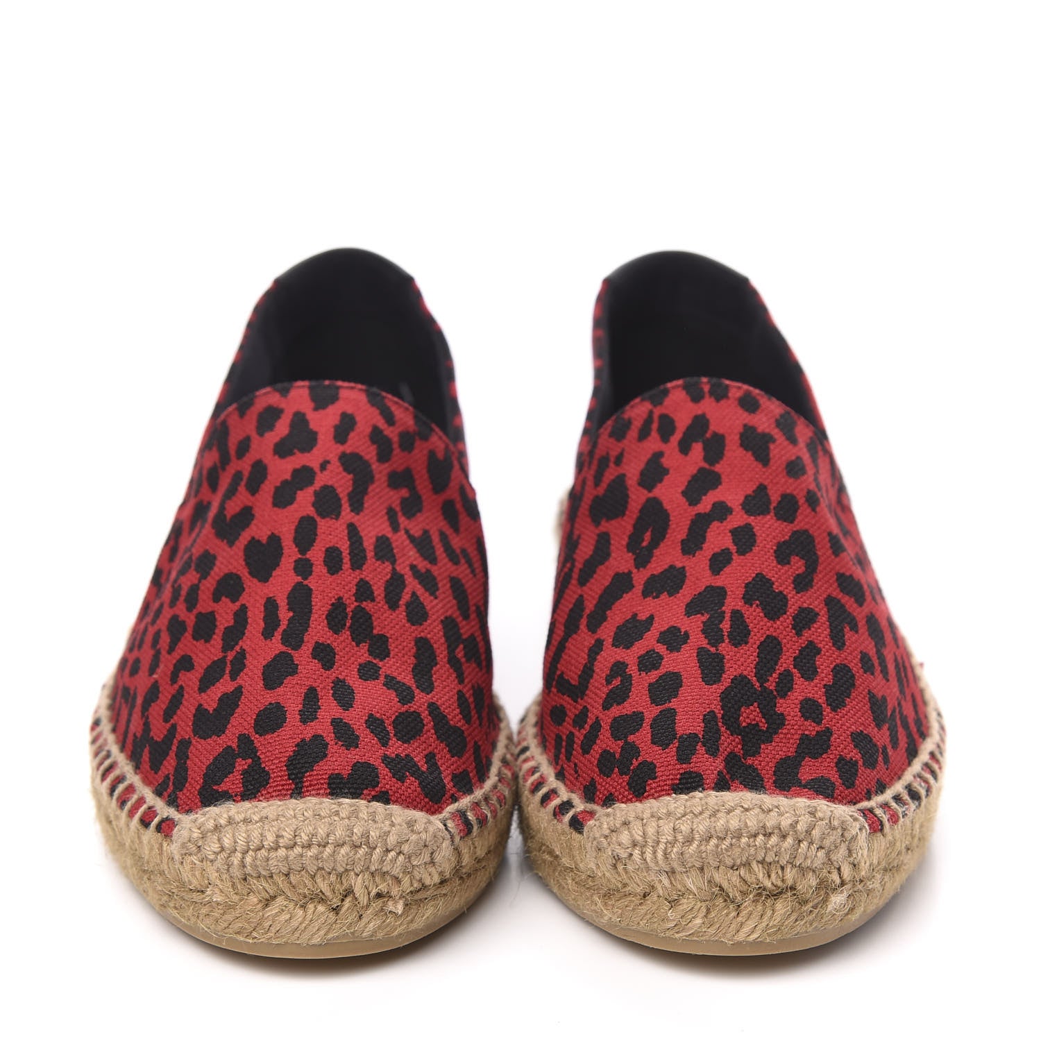 Saint Laurent Canvas Leopard Print Espadrilles 37.5 Red Black 2 of 11