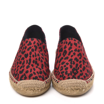 Saint Laurent Canvas Leopard Print Espadrilles 37.5 Red Black 2 of 11