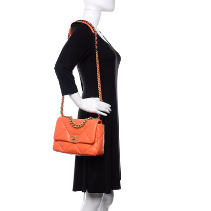 Chanel Goatskin Quilted Medium 19 Flap Orange 2 of 11