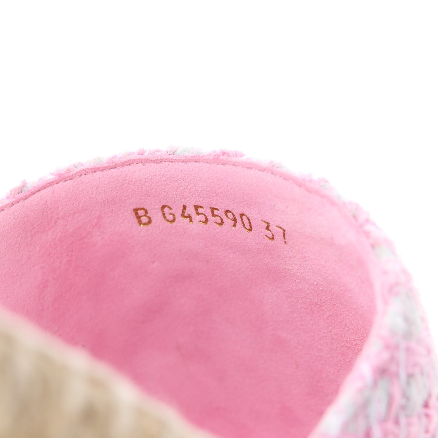 Tweed Laminated Lambskin CC Slide Sandals 37 Light Pink Gold