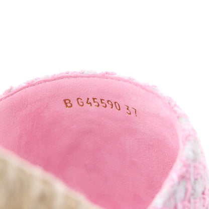 Chanel Tweed Laminated Lambskin CC Slide Sandals 37 Light Pink Gold 8 of 10