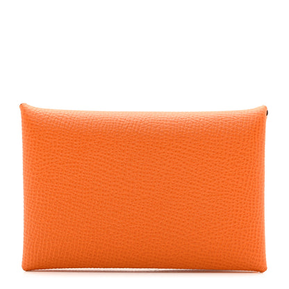 Hermes Epsom Verso Calvi Card Case Orange Lime 1 of 7