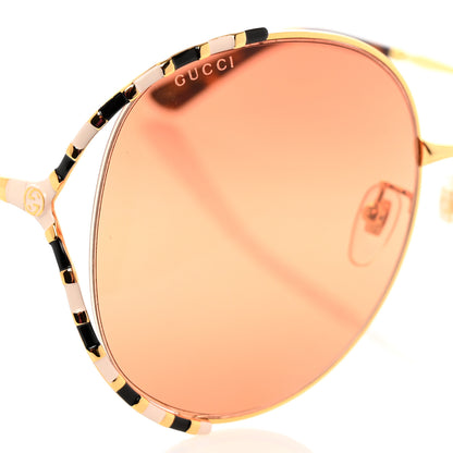 Gucci Metal Round Frame GG0595S Sunglasses Gold Black 7 of 8