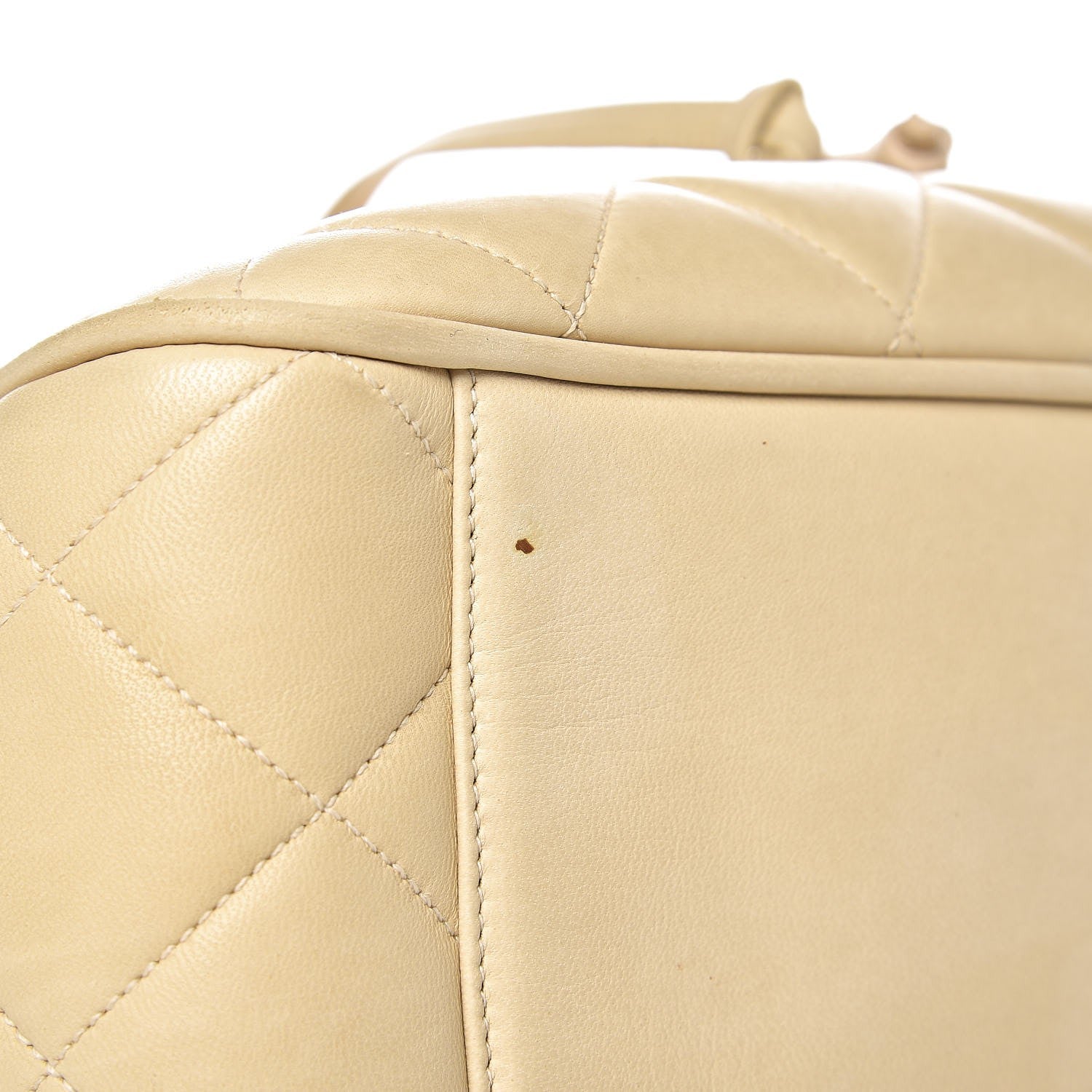 Chanel Lambskin Quilted Drawstring Shoulder Bag Beige 9 of 13