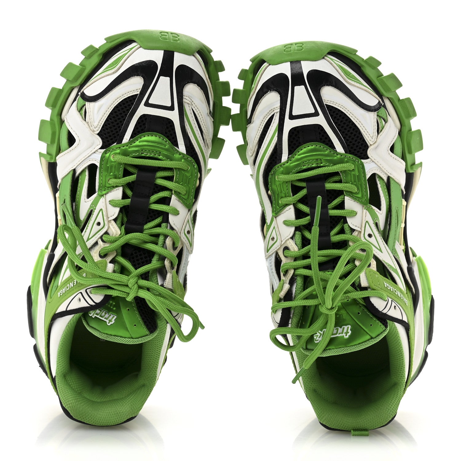 Balenciaga Rubber Mesh Tri-Color Clear Sole Mens Track.2 Open Sneakers 43 Green Black White 2 of 8