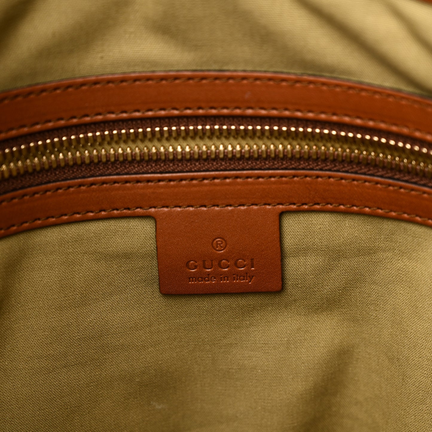 Vintage Canvas Calfskin Web Flat Tote Sand Light Cuir