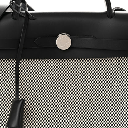 Hermes Vache Hunter Criss Viking Herbag Zip Retourne 31 PM Ecru Black 9 of 13