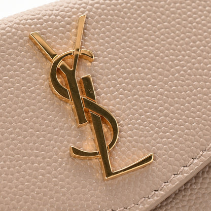 Saint Laurent Grain De Poudre Uptown Monogram Card Case Dark Beige 8 of 9
