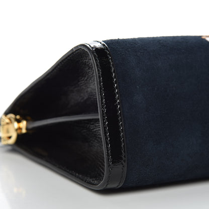 Gucci Suede Patent Web Dragon Embroidered Medium Ophidia Chain Shoulder Bag Blue Multicolor Black 8 of 10
