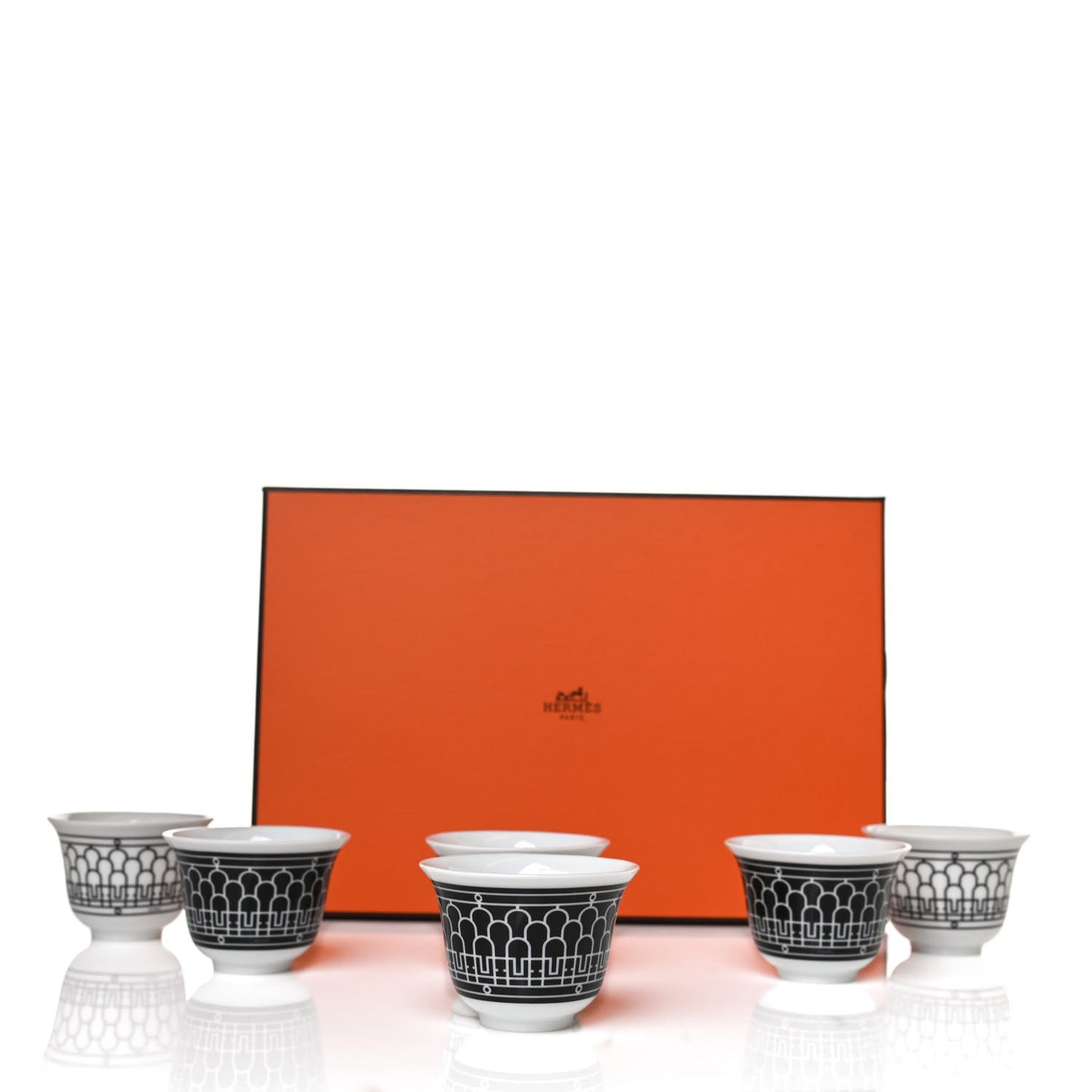 Porcelain H Deco Small Cups Set of 6 Black