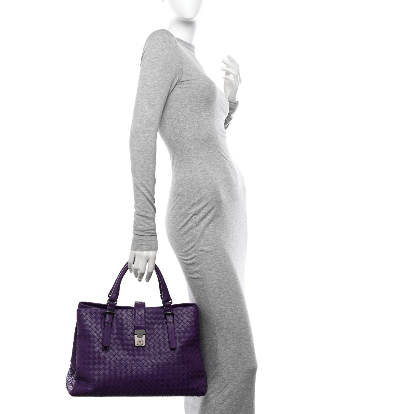 Nappa Intrecciato Medium Roma Tote Plum