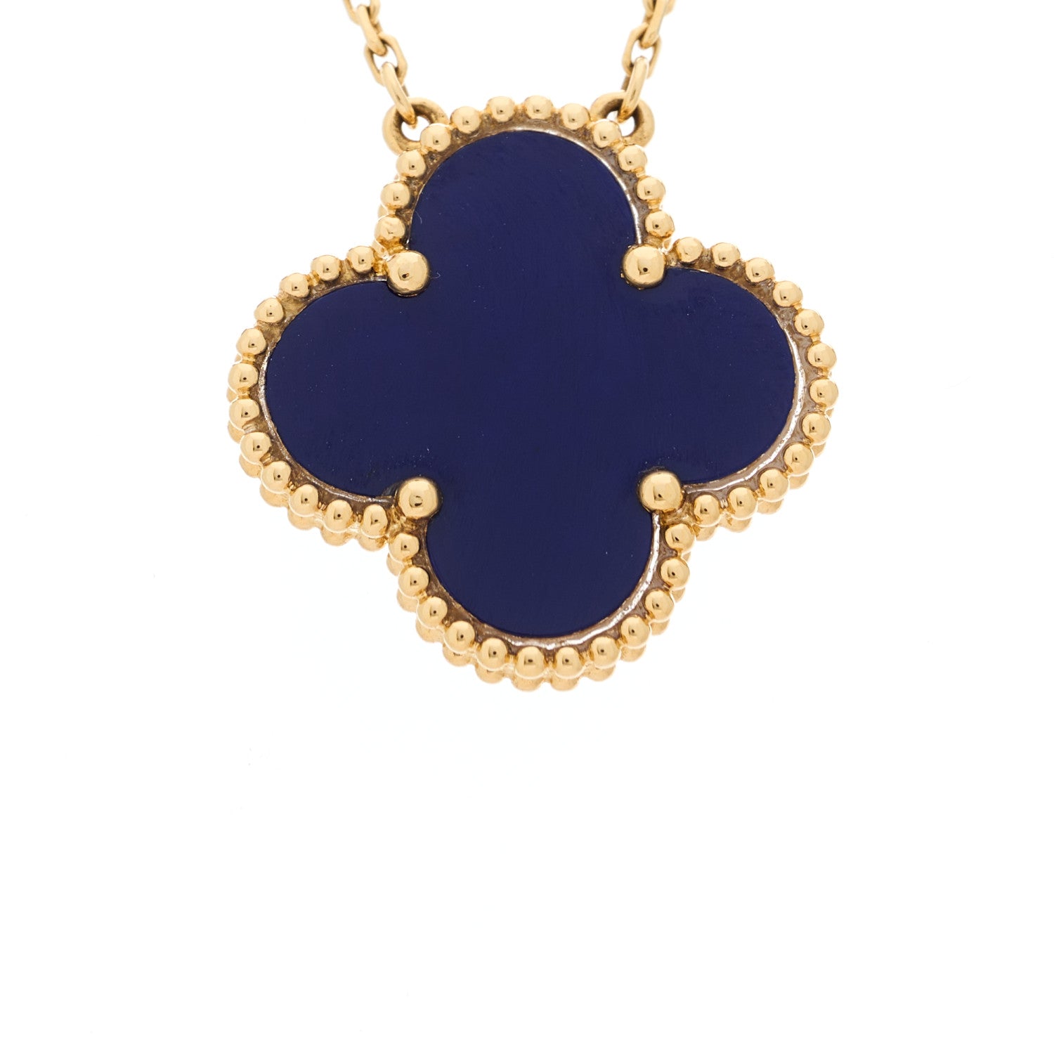 Van Cleef & Arpels 18K Yellow Gold Blue Sevres Porcelain Magic Alhambra Vendome Necklace 6 of 6
