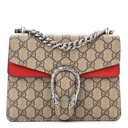 Gucci GG Supreme Monogram Suede Mini Dionysus Shoulder Bag Beige Ebony Vulcanic Red 1 of 9