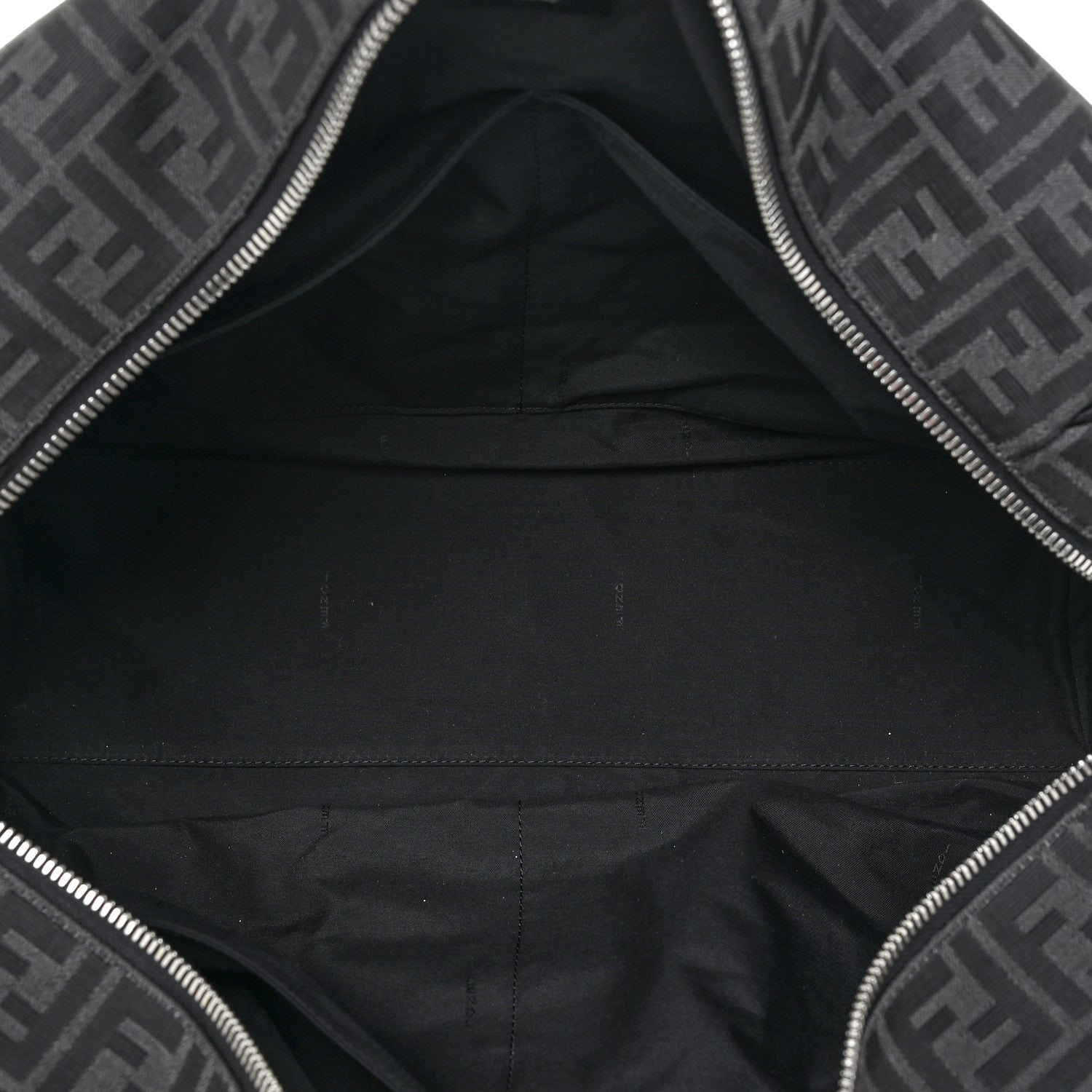 Fendi Recycled Fabric Jacquard Vitello Astro FF 1974 Medium Duffle Bag Asfalto Black 5 of 19