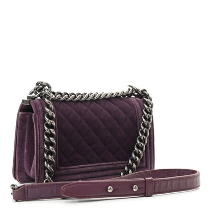 Chanel Velvet Quilted Small Boy Flap Purple 2 of 12