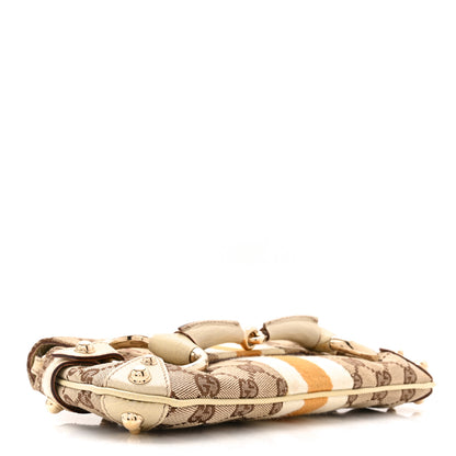 Gucci Monogram Web Small Horsebit Chain Clutch Off White 4 of 11