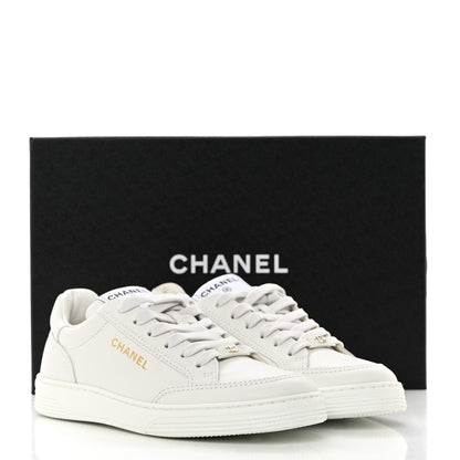 Chanel Calfskin Womens CC Logo Sneakers 37.5 White 10 of 10