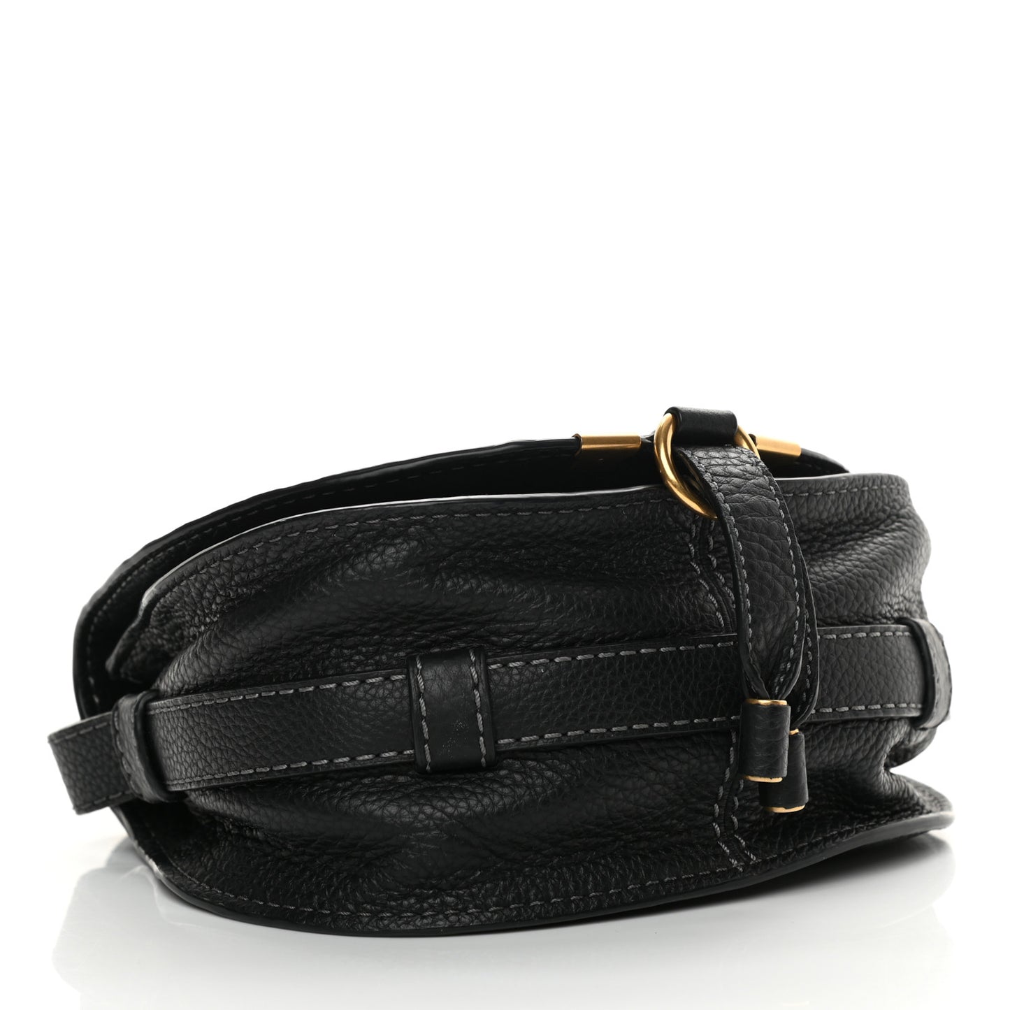 Calfskin Mini Marcie Round Crossbody Bag Black