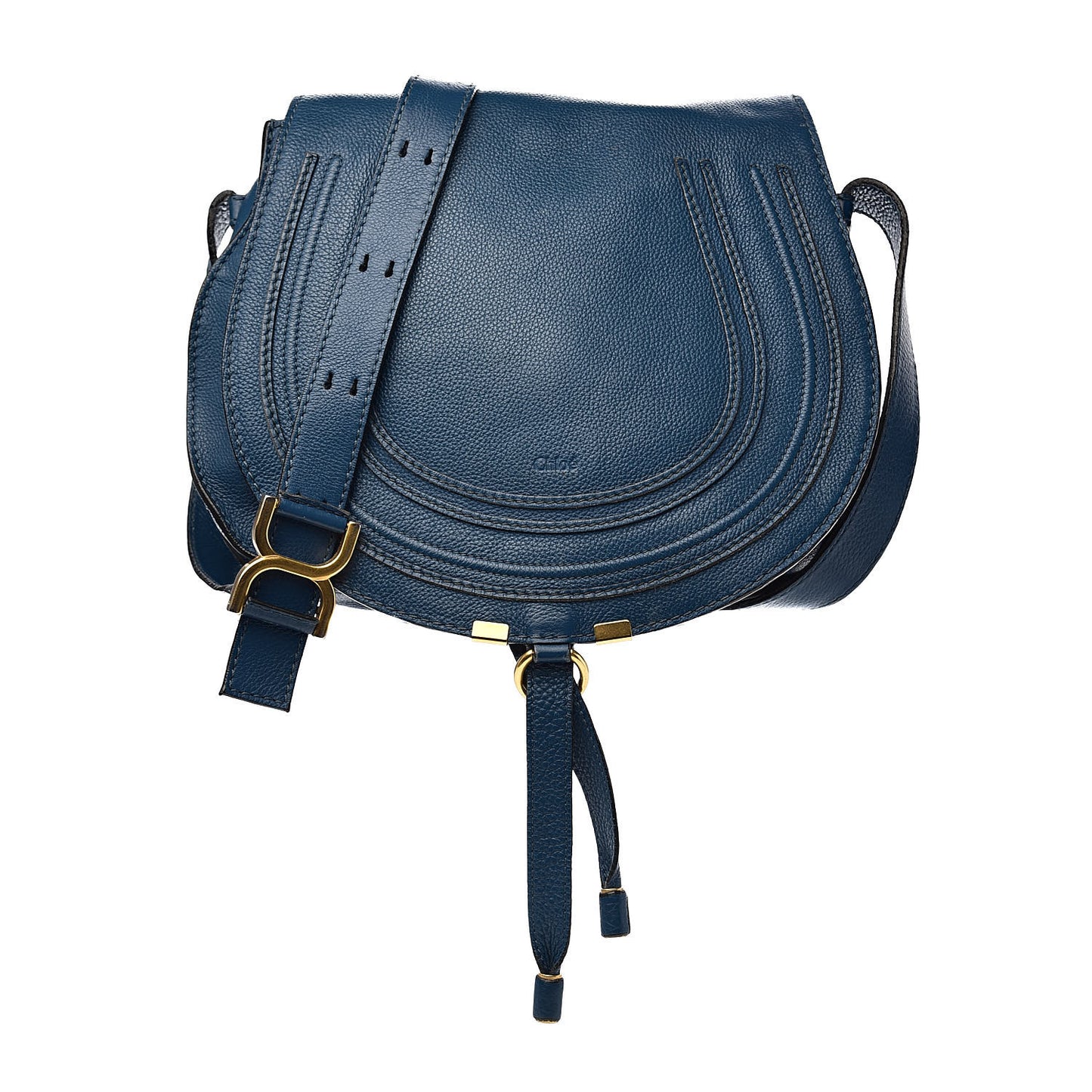 Calfskin Medium Marcie Round Crossbody Bag Royal Navy
