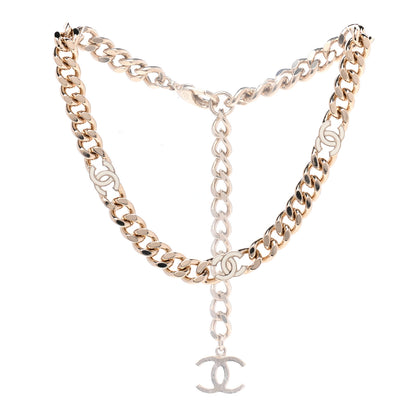 Chanel Metal Enamel Chain CC Choker Gold White 1 of 6