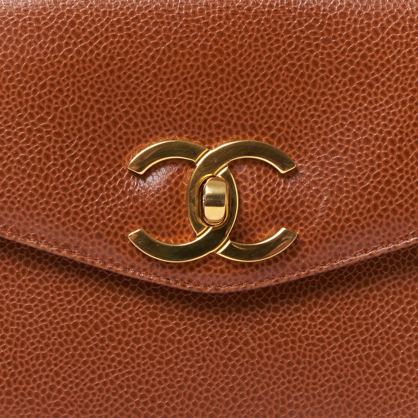 Caviar Flap Shoulder Bag Brown