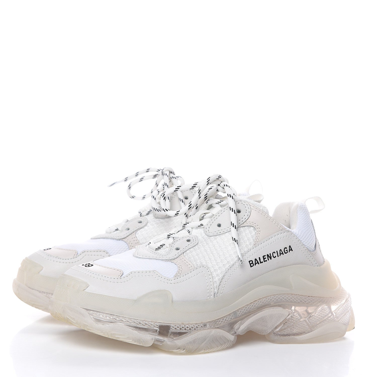 Balenciaga Fabric Mesh Clear Sole Womens Triple S Sneakers 39 White 3 of 8