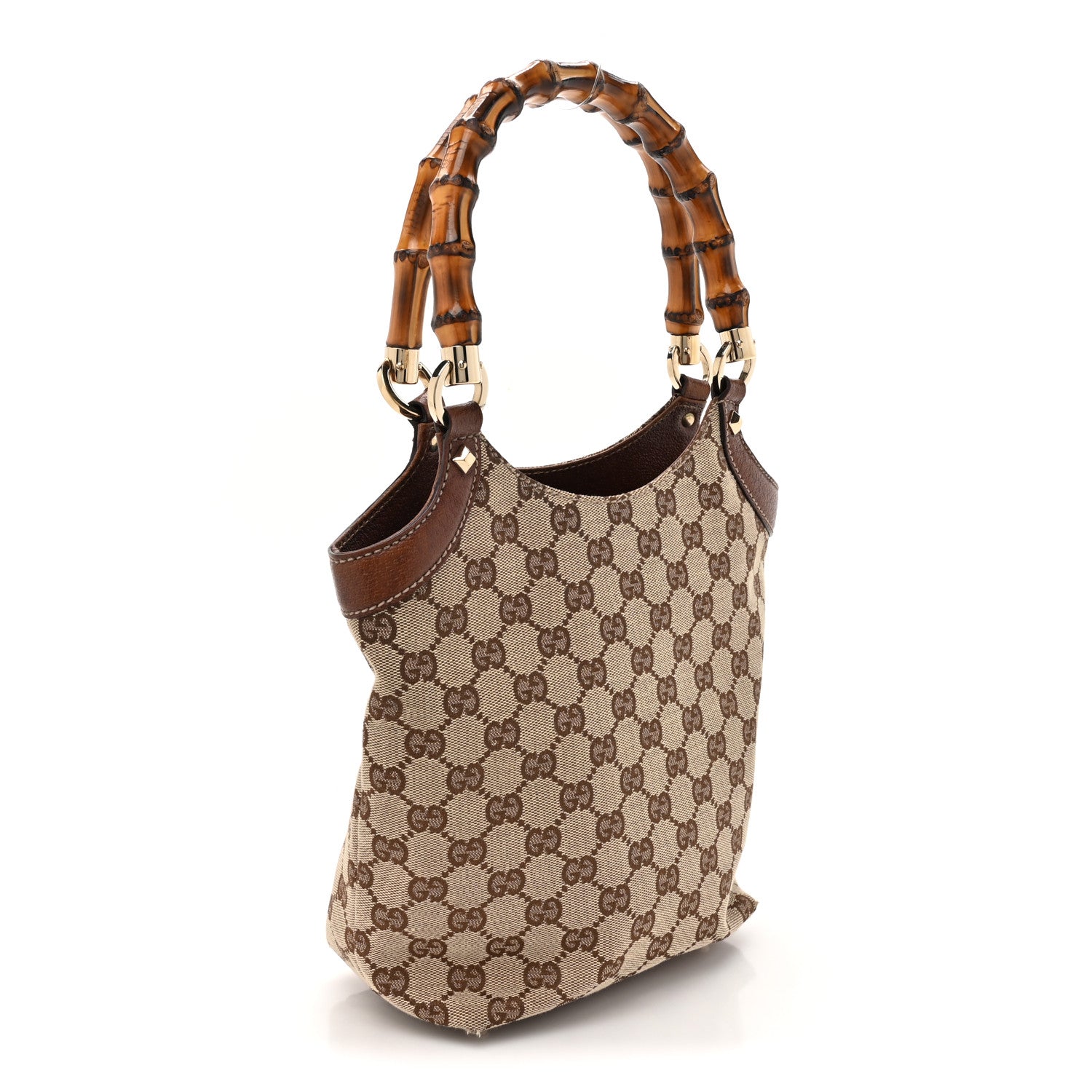 Gucci Monogram Bamboo Handle Bag Brown 3 of 15