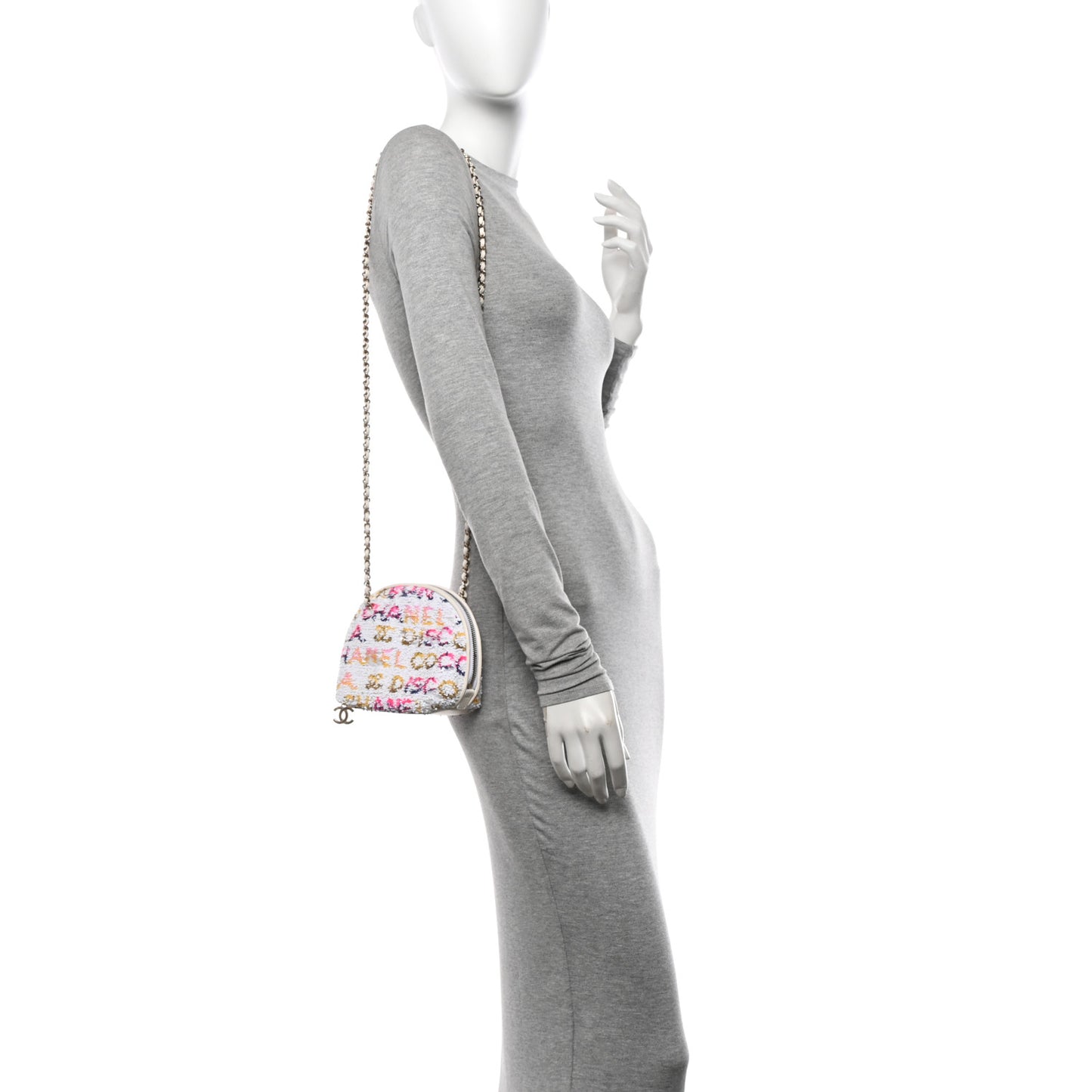 Sequin Logo CC Crossbody Bag White Multicolor
