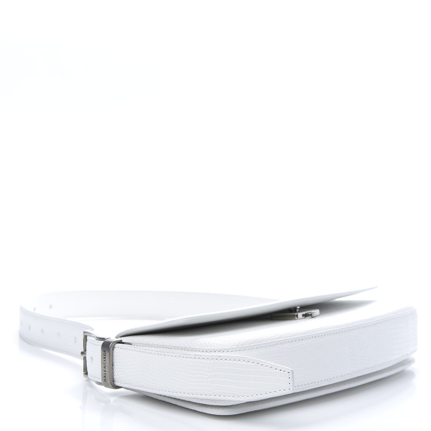 Balenciaga Patent Calfskin Lizard Embossed Ghost Sling Bag Optic White 4 of 8