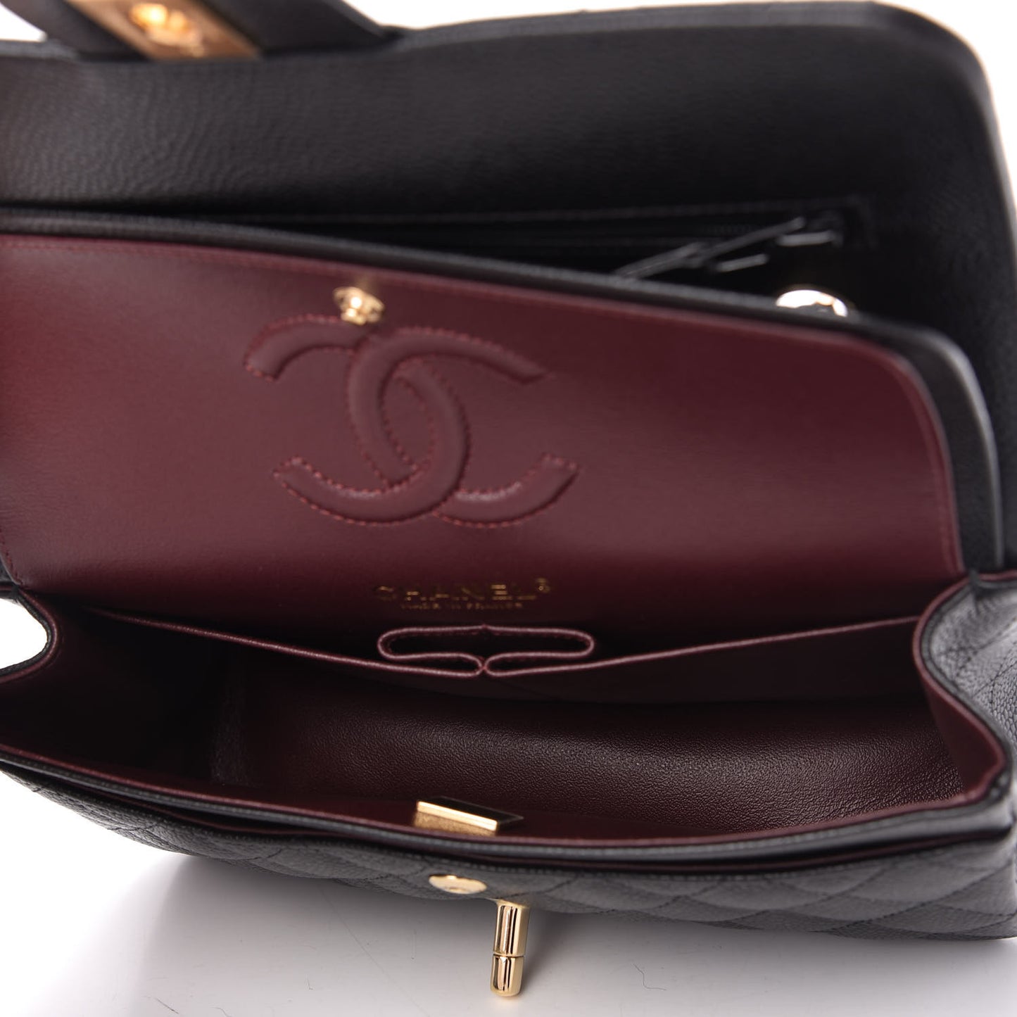 Caviar Quilted Small Double Flap Black