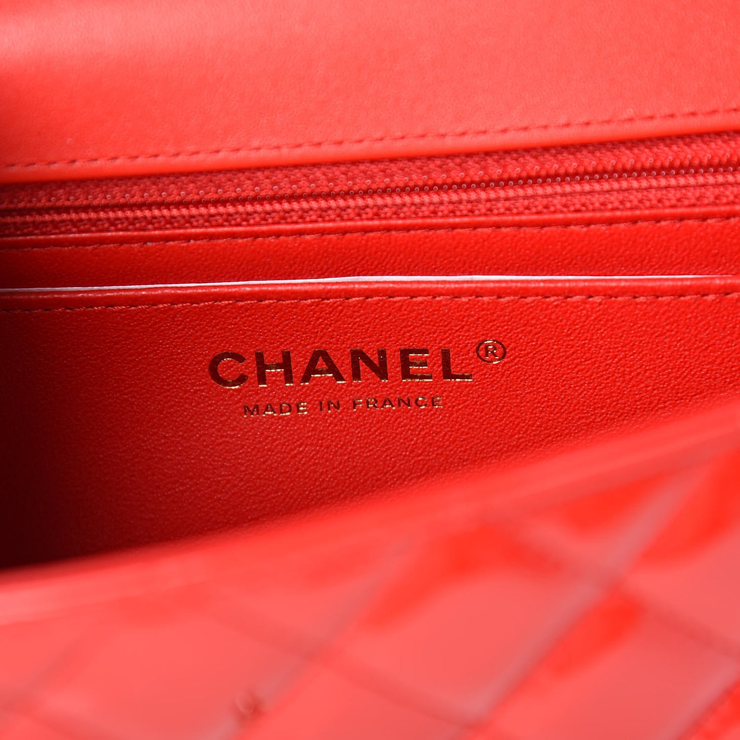 Patent Calfskin Quilted Mini Rectangular Flap Red