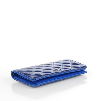 Chanel Patent Calfskin Quilted Yen Wallet Blue 4 of 9