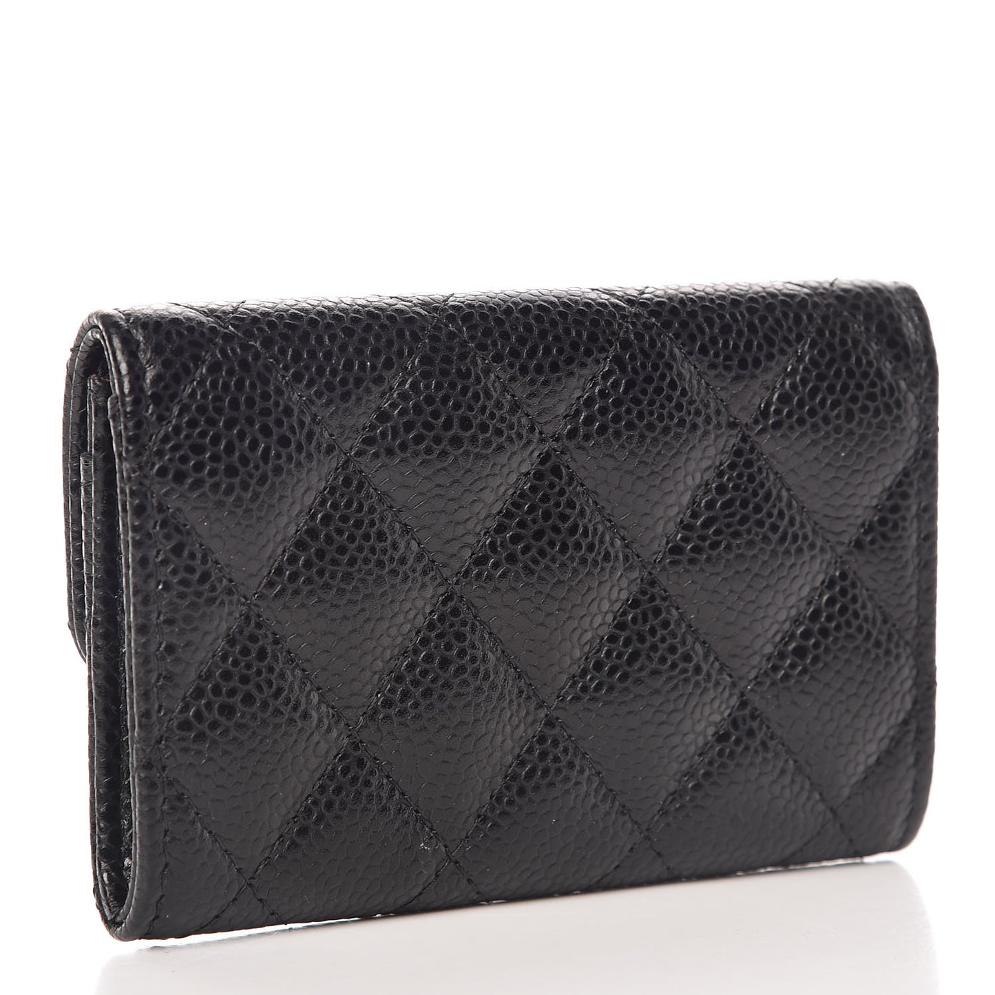 Caviar Quilted Flap Card Holder Black
