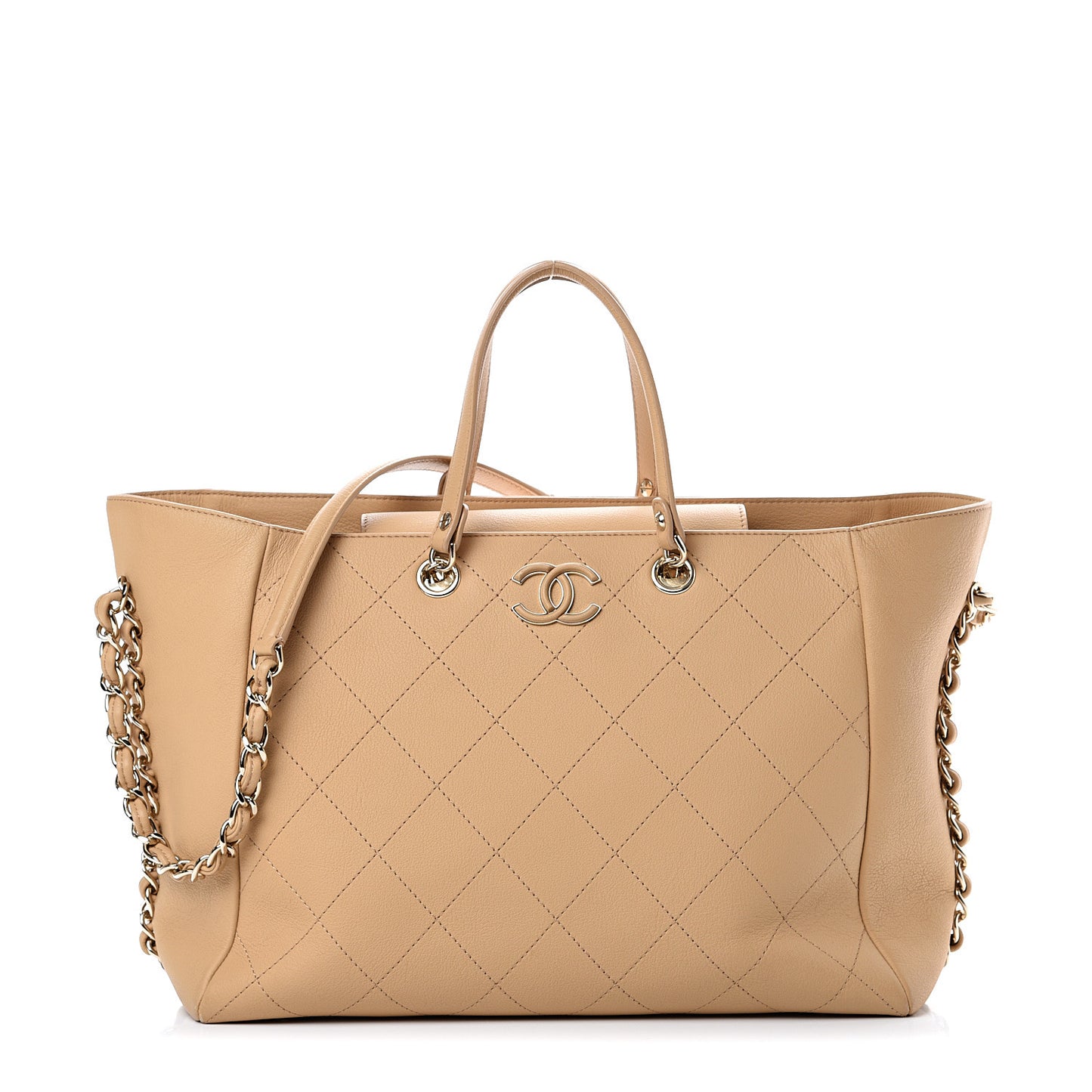 Bullskin Stitched Medium Shopping Bag Beige